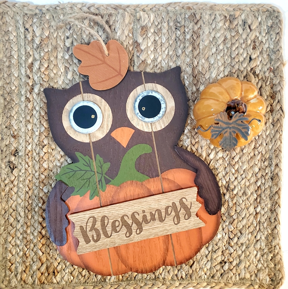Fall or Halloween OWL BLESSINGS wall hanging decor. Rustic, farmhouse.
